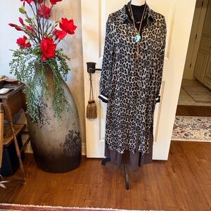 Frank Lyman Leopard Print Long Coat